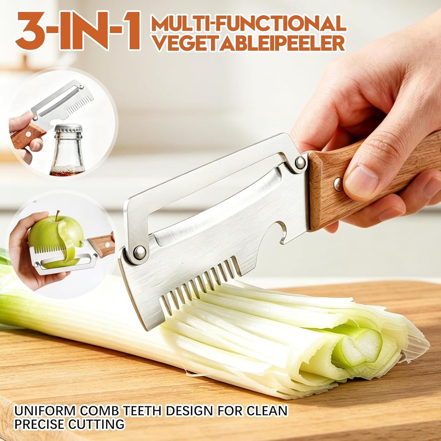 Left & Right Hand Vegetable Peeler Set with Scallion Slicer & Bottle Opener