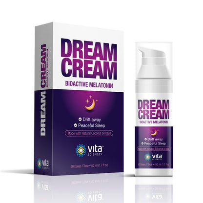 Vitasciences Dream Cream Melatonin 3mg - The Best Natural Sleep Aid, Topical Sleep Cream Is a Safe Alternative to Sleeping Pills. Fragrance-Free Lotion - Pack of 6