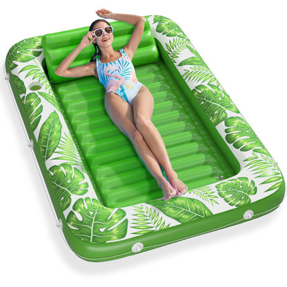 Jasonwell 4 in 1 Inflatable Tanning Pool Lounger Float - Sunbathing Lounge Floatie Raft Toys, Water Filled Tanning Bed Mat Pad Blow Up Kiddie Pool with Ball Pit for Adult, Kids (L)