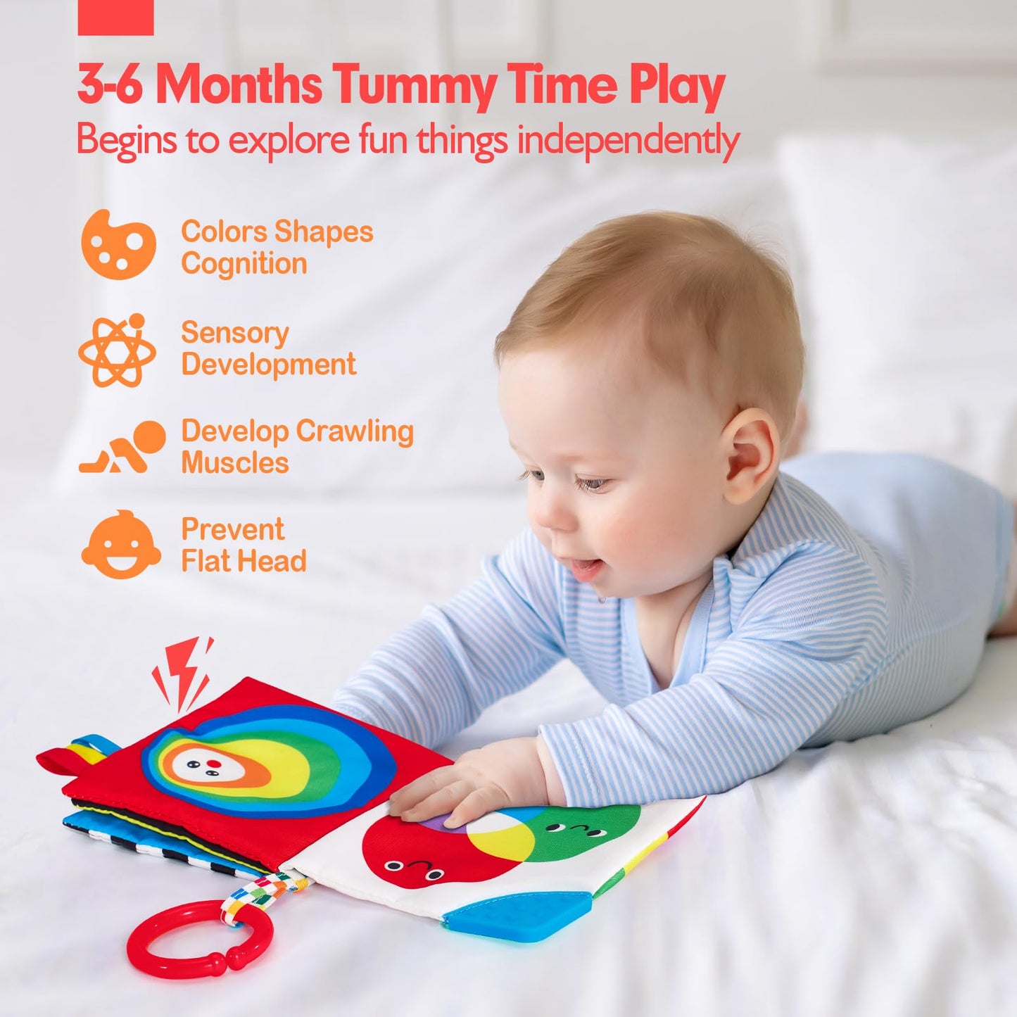 hahaland Babybücher 0-6 Monate, Bauchzeit Spielzeug für Säuglinge, sensorisches Spielzeug 6 bis 12 Monate, Fühlbuch, Reisespielzeug, Geschenke für Jungen und Mädchen 0-3 Monate, Babyparty, Geburtstag, Osterkorbfüller (Einzeln)