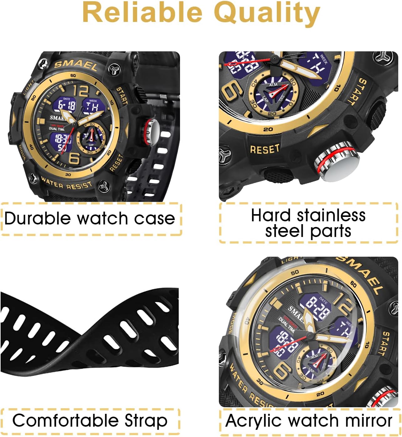 Herren Digitaluhr, Sportuhren für Männer Outdoor Militär Digital Analog Stoppuhr Wasserdicht Multifunktionale Armbanduhr