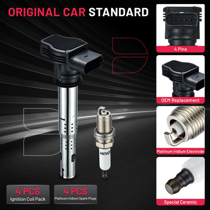 BDFHYK Ignition Coil Pack UF648 and Iridium Spark Plug 97390 Compatible with Jeep Grand Cherokee 2011-2015 Jeep Wrangler Dodge Charger Grand Caravan 2016 Chrysler 200 300 Jeep Coil Pack 3.6L Set of 6
