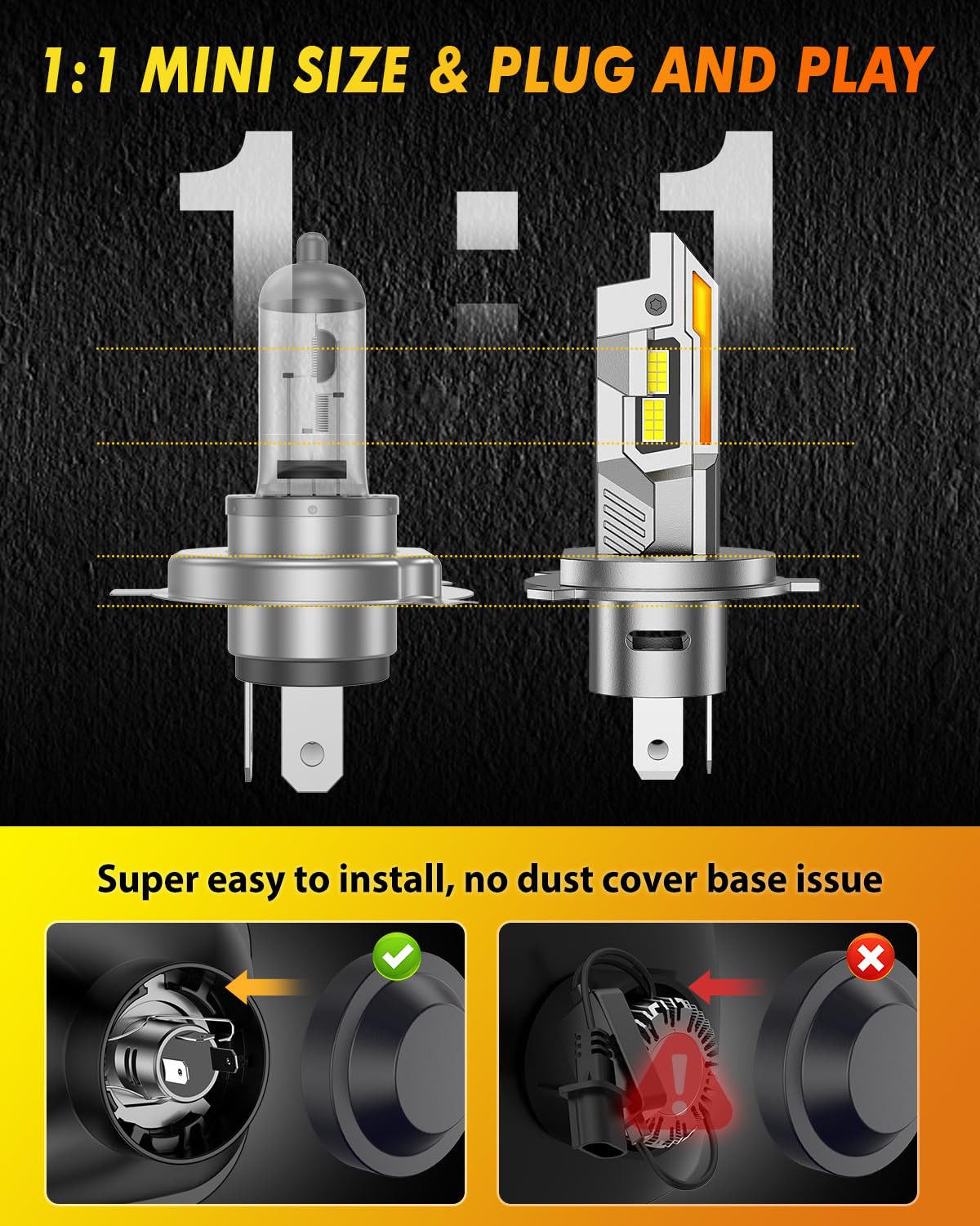 Termitor 2026 Upgraded H13/9008 Light Bulbs, 100,000LM 15X Ultra-Bright, 6500K Pure White 9008/H13 Fog Light Off-Road Conversion Kits, Easy Plug-N-Play Installation, IP68 Waterproof, Pack of 2