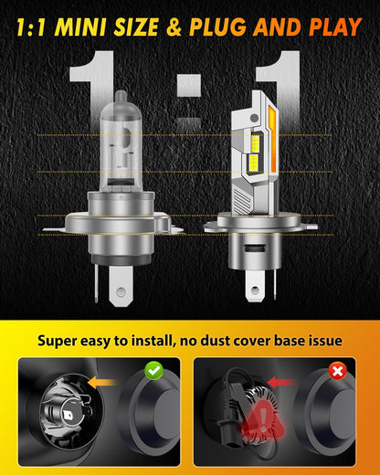 Termitor 2026 Upgraded H13/9008 Light Bulbs, 100,000LM 15X Ultra-Bright, 6500K Pure White 9008/H13 Fog Light Off-Road Conversion Kits, Easy Plug-N-Play Installation, IP68 Waterproof, Pack of 2