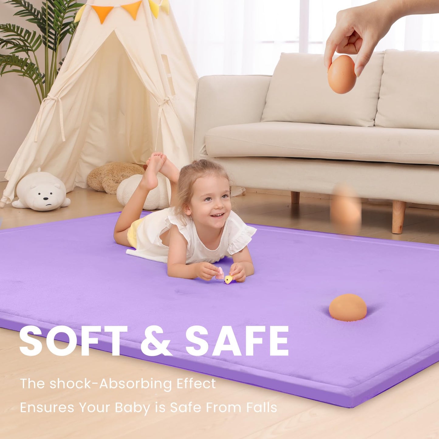 Huloo Sleep Ultra Soft Baby Spielmatte für den Boden, 3,3 cm dicke Elasti-Foam 127x127 cm Laufgittermatte für Kleinkinder, rutschfeste Rückseite, sicher zum Krabbeln und für die Bauchlage, Tatami-Stil (Dunkelgrau)