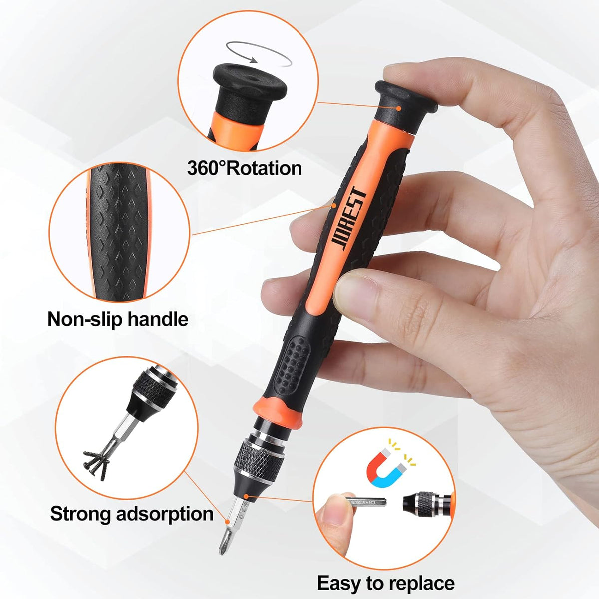 JOREST 40Pcs Small Precision Screwdriver Set, Mini Tool Kit with Torx T5 T6 T8 T9, Triwing Y00, Star Pentalobe, Repair for Ring Doorbell, Laptop, PC, Switch, PS5, Xbox, MacBook, iPhone, Watch, Glasses