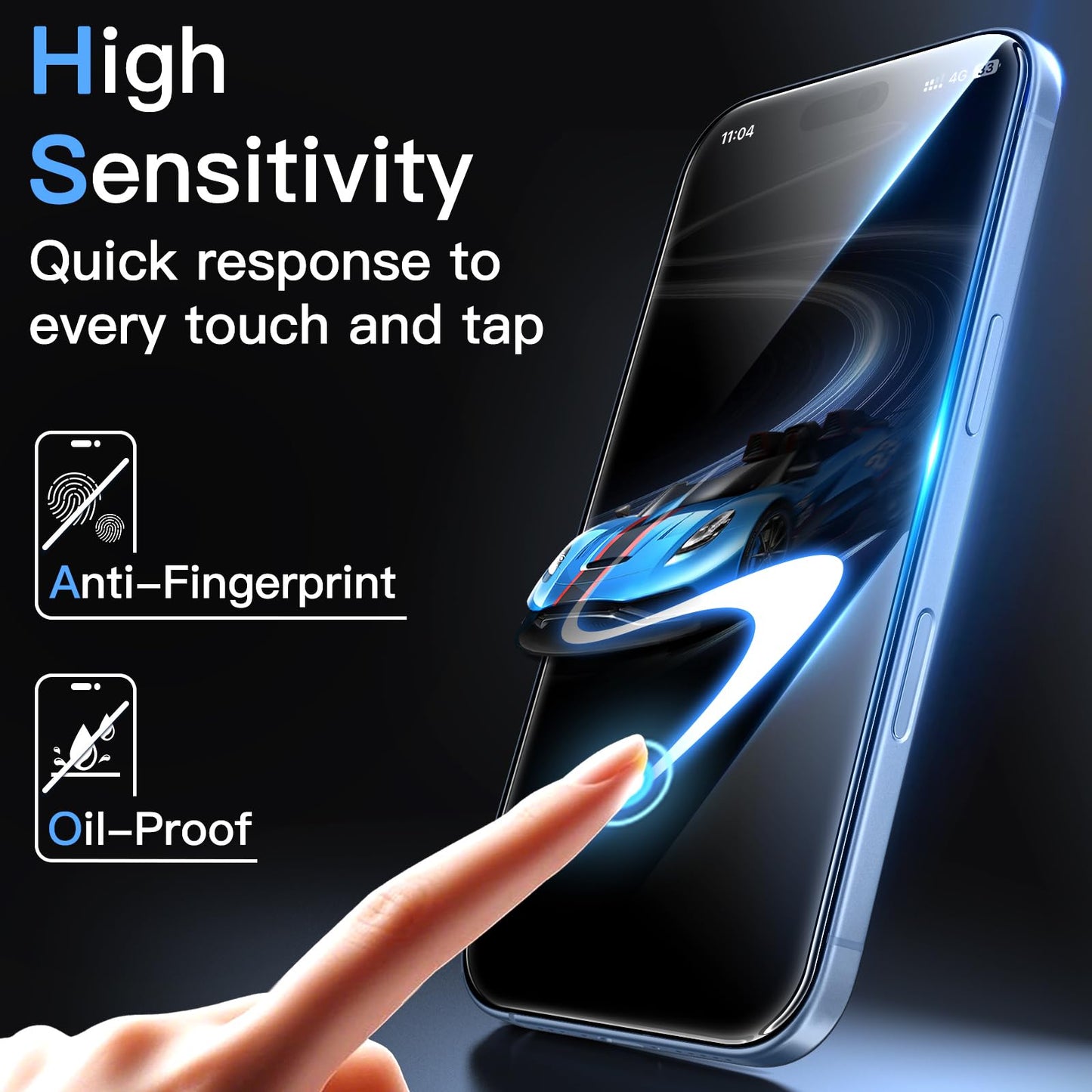 JETech Displayschutzfolie für iPhone 16 6,1 Zoll, gehärtetes Glas mit einfachem Installationstool, Case-Friendly, HD Klar, 3 Stück