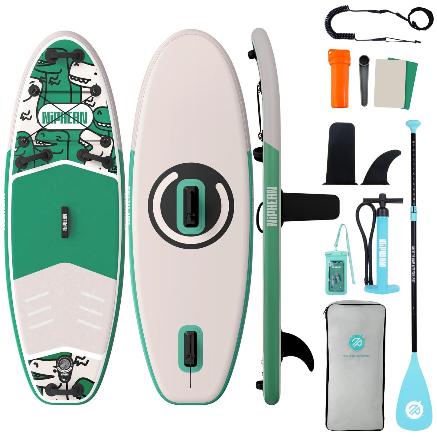 Niphean Inflatable Stand Up Paddle Board with SUP Accessories, Anti-Slip EVA Deck, 10’6’’ Inflatable Paddle Boards for Adults & Youth of All Skill Levels