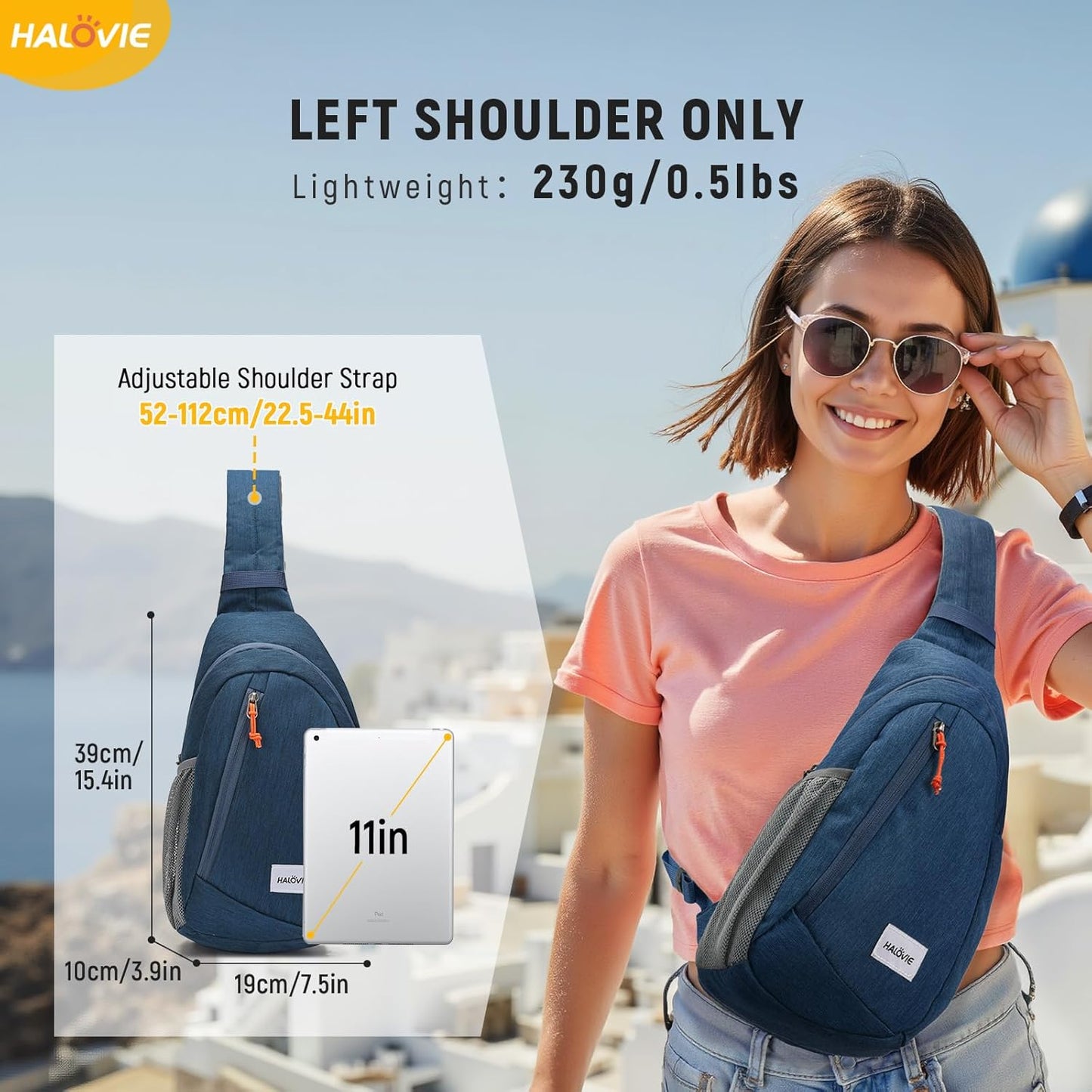 HALOVIE Anti-Diebstahl Sling Bag RFID-Reise-Sling-Rucksack Leichtgewicht Wander-Umhängetasche Brusttasche zum Spazierengehen Arbeiten