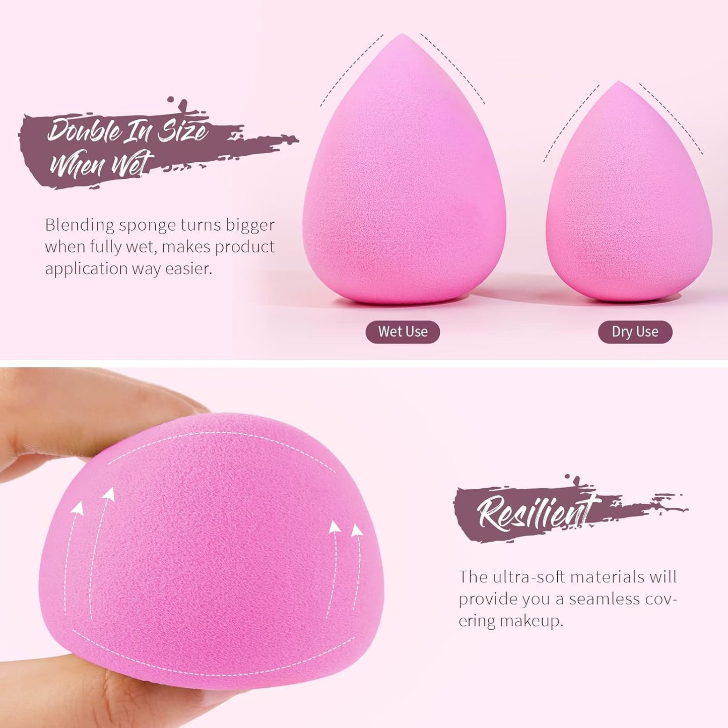 BEAKEY Make-up-Schwamm-Set, 5 Stück, mikroporös, geringe Absorption, weiche, latexfreie Foundation-Beauty-Schwämme und -Blender für Puder-Creme