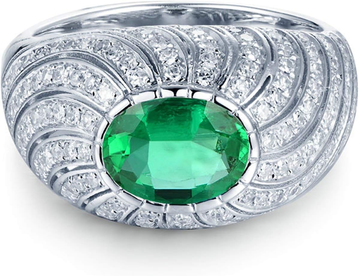 Wedding Rings for Womens, White Gold Ring Womens 0.8 ct Emerald Diamond Jewelry Rings Wedding Bands (White Gold)