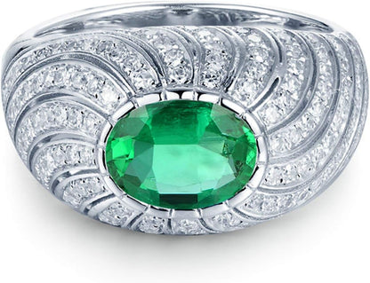 Wedding Rings for Womens, White Gold Ring Womens 0.8 ct Emerald Diamond Jewelry Rings Wedding Bands (White Gold)