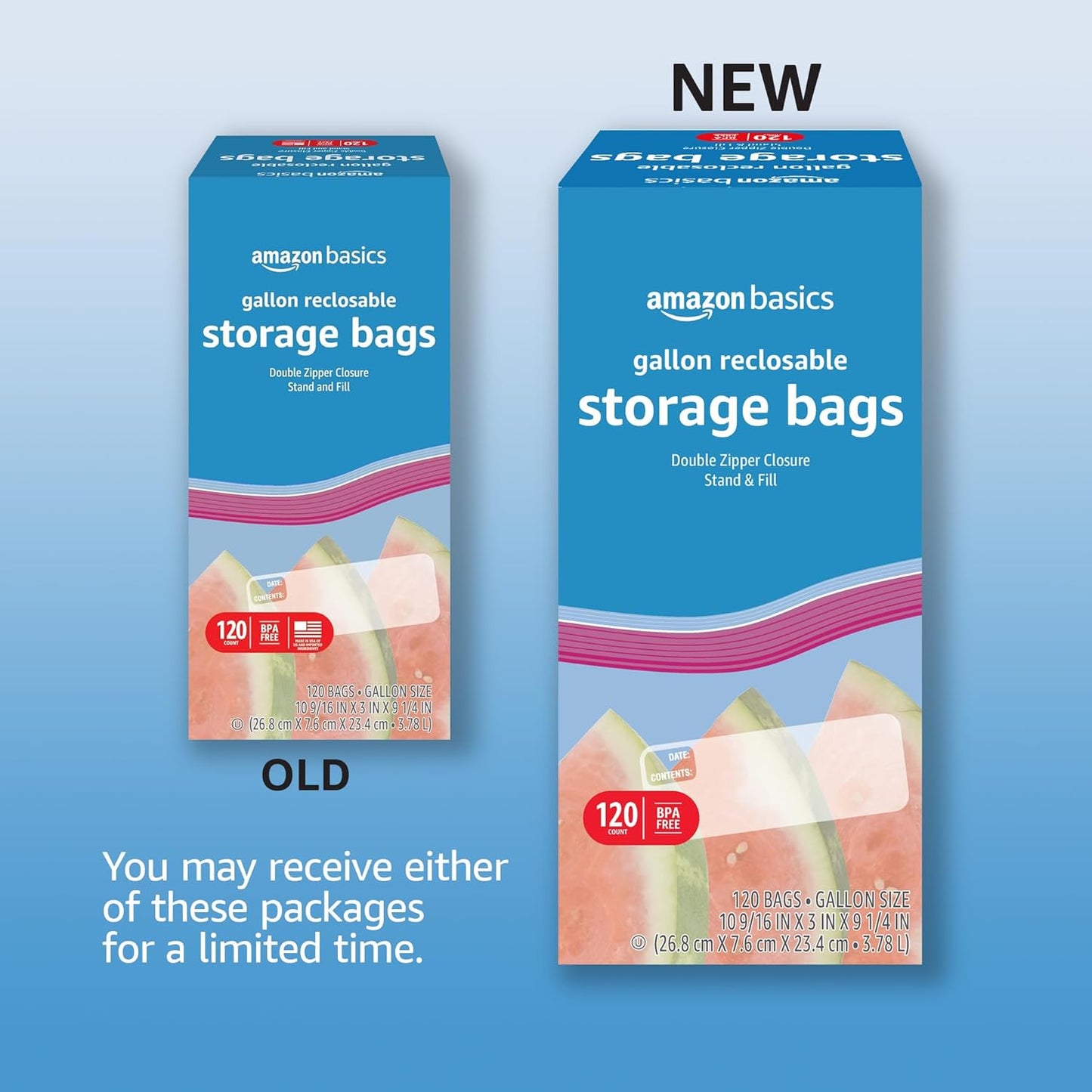 Amazon Basics Reclosable Gallon Food Storage Bags