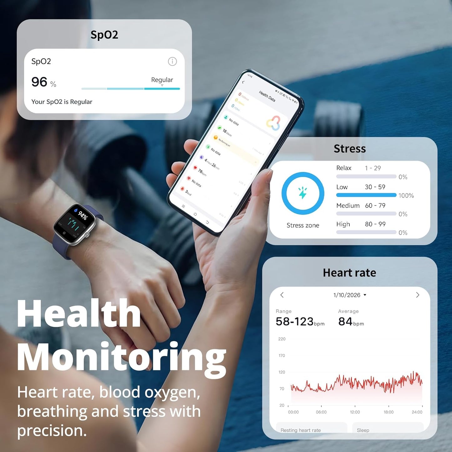 Smart Watch for Men Women (Answer/Make Call), 1.83" HD Fitness Tracker with Heart Rate/SpO2/Sleep Monitor