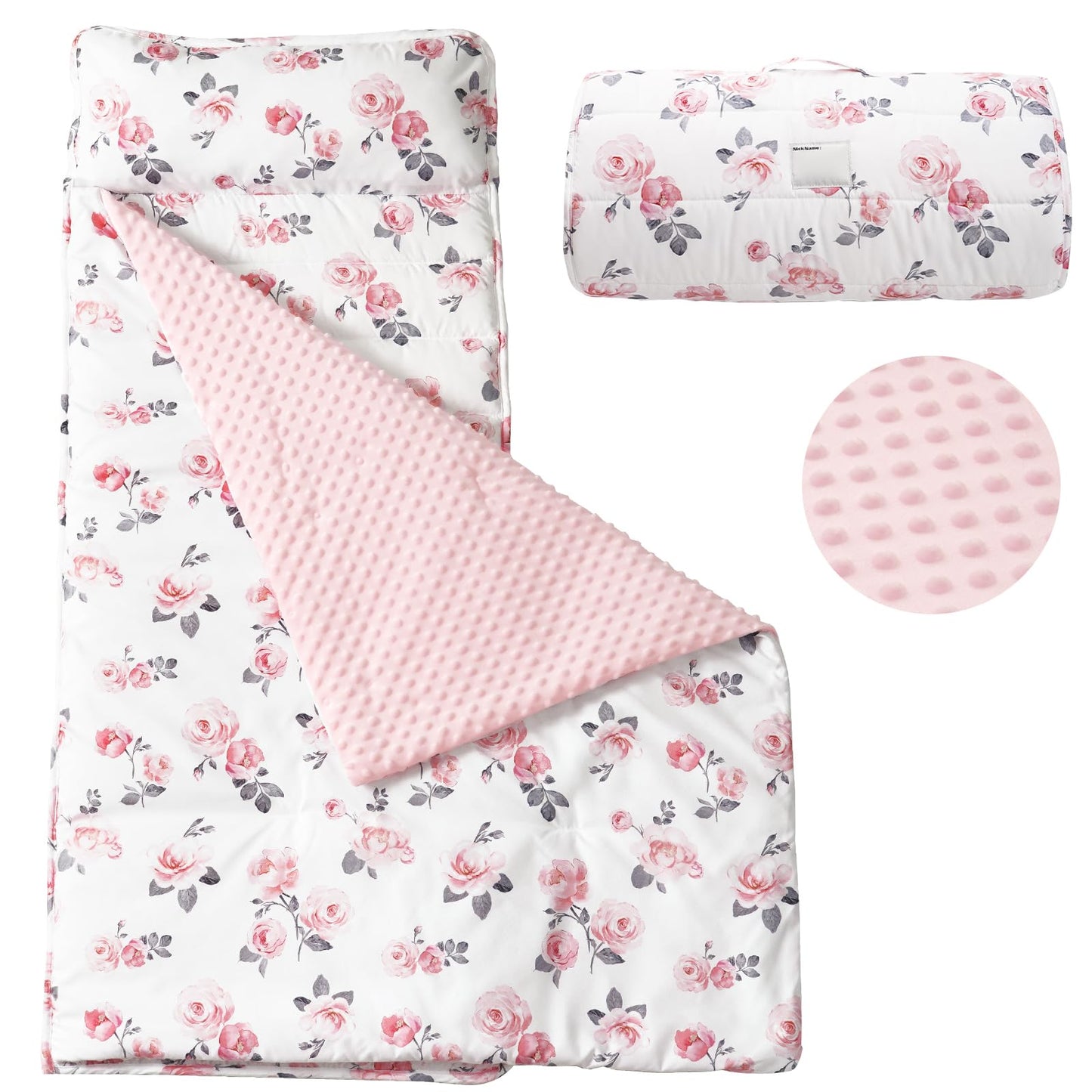 PHF Toddler Nap Mat with Removable Pillow and Minky Blanket, Rollup Design Kids Sleeping Mat, Slumber Bags for Boys, 55"x23" Toddler Sleeping Bag for Daycare Preschool Travel Camping, Space
