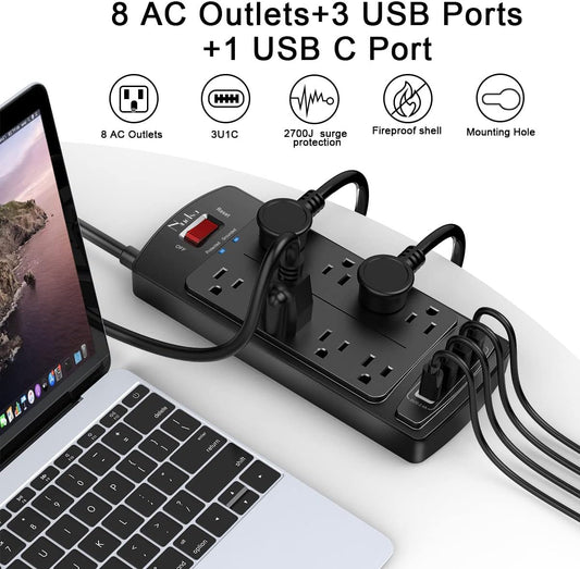 Surge Protector Power Strip - Nuetsa Flat Plug Extension Cord Review