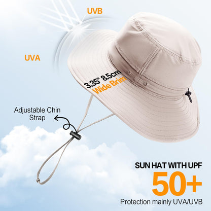Sonnenhut für Herren und Damen UPF 50+ Schutz – Breiter Krempenhut für Outdoor-Wandern, Wasserabweisender faltbarer Hut zum Angeln