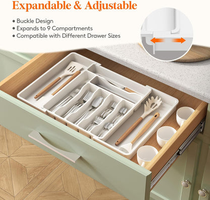 Lifewit Besteck Organizer, erweiterbarer Utensilien Organizer für die Küche, Utensilienhalter, verstellbarer Besteckkasten Schubladen Organizer für Löffel, Messer, Küchen Organizer und Aufbewahrung, Schwarz