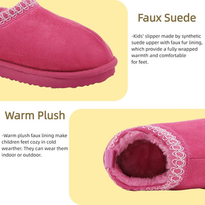 SMajong Kinder Hausschuhe Plüsch Warm Mädchen Flauschige Hausschuhe Jungen Plateau Pantoffeln Slip-on Schuhe Winter Innen Außen