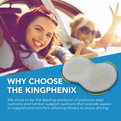 kingphenix Keilförmiges Autositzkissen: Memory Foam LKW-Sitzkissen für den Autositzfahrer – Linderung von Ischias- und Rückenschmerzen – Erhöhung des Fahrkomforts – Schwarz