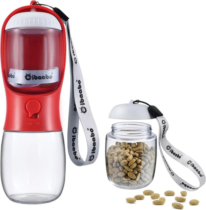 Cibaabo Dog Water Bottle with Food Container, Travel Puppy Water Bowl, Portable Pet Dispenser, Dog Gift Stuff Accessories Items, Puppy Essentials Necessities for Yorkie Cat Walking and Hiking