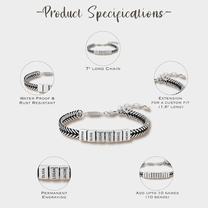 Personalized Stainless Steel Bracelet for Men - A Meaningful Gift