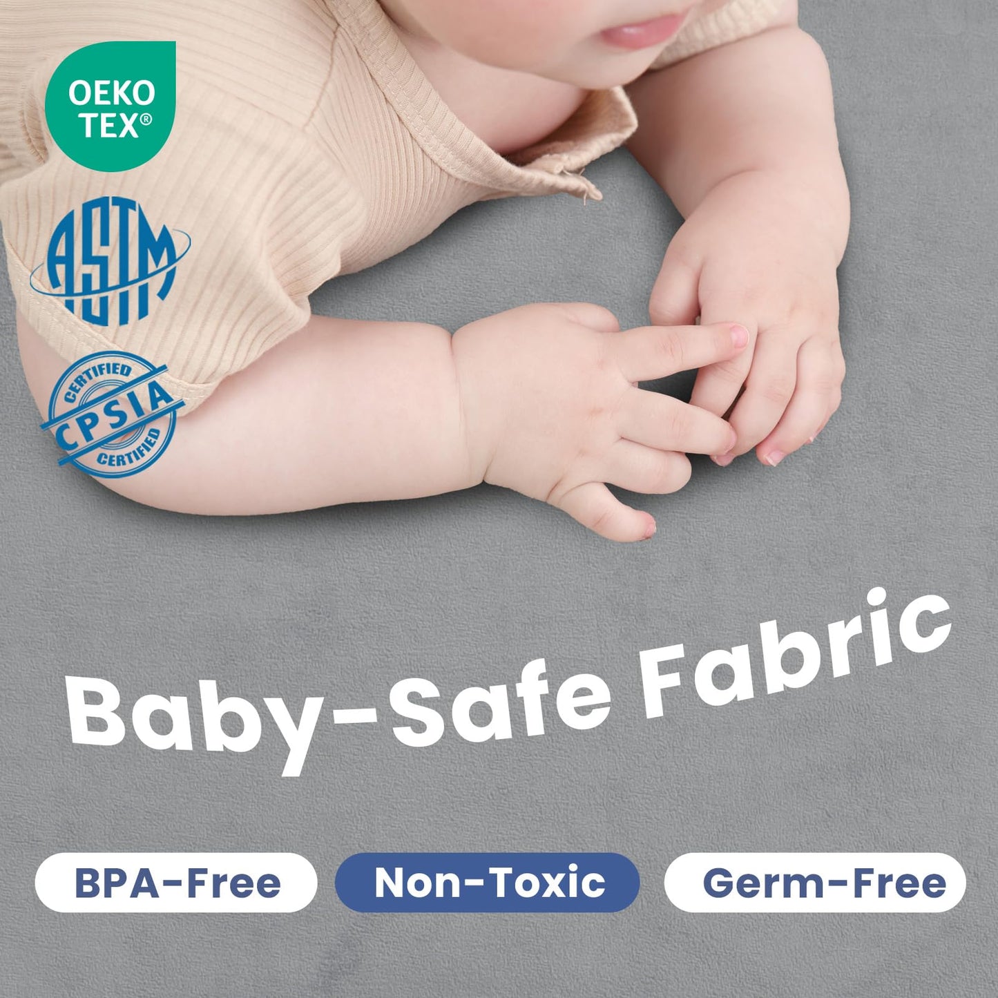 Huloo Sleep Ultra Soft Baby Spielmatte für den Boden, 3,3 cm dicke Elasti-Foam 127x127 cm Laufgittermatte für Kleinkinder, rutschfeste Rückseite, sicher zum Krabbeln und für die Bauchlage, Tatami-Stil (Dunkelgrau)