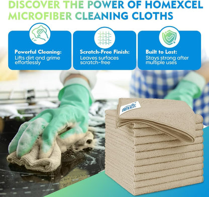 HOMEXCEL Mikrofasertuch 12er-Pack, 31,75 x 31,75 cm Mikrofasertücher für Autos, ultra-saugfähiges Autowaschtuch, fusselfreie, streifenfreie Reinigungstücher für Auto, Küche und Fenster (Grau)