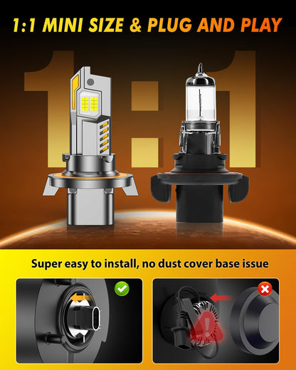 Termitor 2026 Upgraded H13/9008 Light Bulbs, 100,000LM 15X Ultra-Bright, 6500K Pure White 9008/H13 Fog Light Off-Road Conversion Kits, Easy Plug-N-Play Installation, IP68 Waterproof, Pack of 2