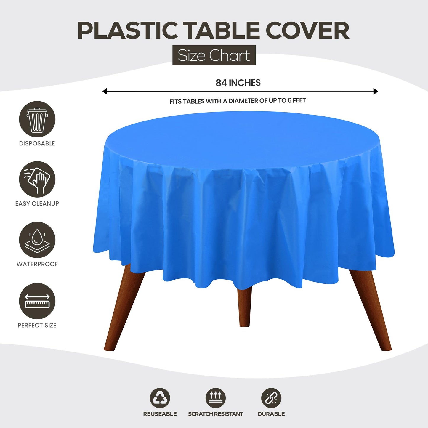 Utopia Kitchen Einweg-Tischdecke aus Kunststoff (12er Pack – 137x274 cm) Weiß Rechteckige Tischdecke Wasserdicht Schmutzabweisend Party-Tischdecke