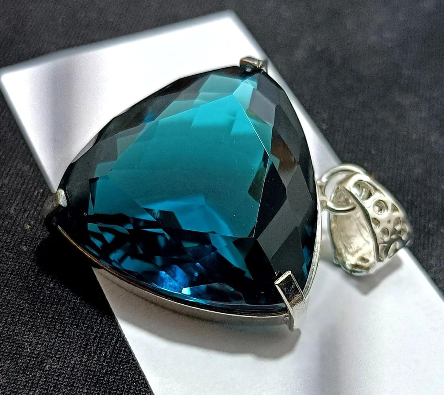 55.50 Ct London Blue Topaz Pendant in 925 Sterling Silver – Trillion Cut Gemstone Necklace for Women – Handcrafted Elegant Blue Topaz Jewelry Gift for Anniversary, Birthday & Special Occasions