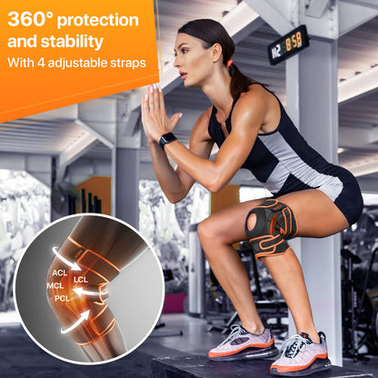 DR. BRACE ELITE Kniebandage mit Seitenstabilisatoren & Patellagelkissen für maximale Knieschmerzlinderung und schnelle Genesung für Männer und Frauen – Bitte sehen Sie sich das Video zur Größenbestimmung an (Mercury, Large)