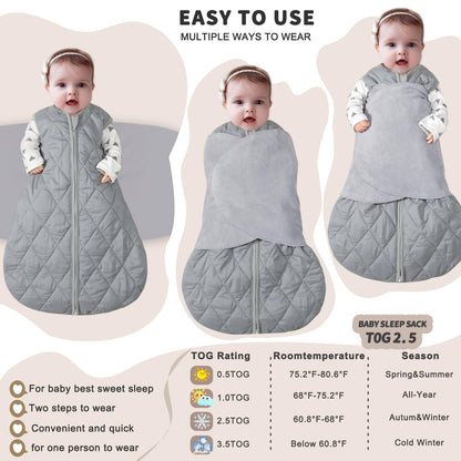 BSTOPPT Fleece Newborn Sleep Sack Baby Swaddle,3-Way Adjustable Wearable Blanket,2 Pack Fleece Swaddling sleeping bag TOG 2.0， (Blue&Green, 0-3 Months)