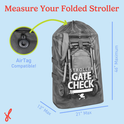 J.L. Childress Gate Check Bag for Single & Some Double Strollers - Travel Bag for Airplane, Fits Most Standard Baby Strollers, Airport Accessories Gate Check, Flying Essentials - Neon Blue