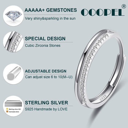 OOOPEL Sterlingsilber Verstellbarer Ring S925 Silberringe für Frauen Zirkonia Twist Liebesknoten Zarter Ring Silber Minimalistischer Offener Fingerring Silber Daumen Sterlingsilberring