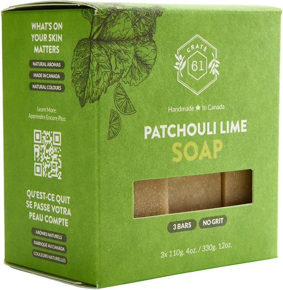 CRATE 61 ORGANICS Vegane Naturseife, handgemachte Seife mit hochwertigen ätherischen Ölen, kaltgepresst für Gesicht und Körper für Männer und Frauen, 3er-Pack (4 oz, Riegel) (Eucamint)