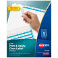 Avery 5 Tab Dividers for 3 Ring Binder, Easy Print & Apply Clear Label Strip, Index Maker Customizable White Tabs, 50 Sets (11556)
