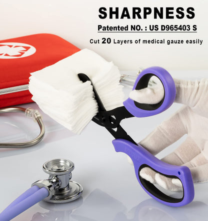 MEUUT 2 Pack Medical Scissors Trauma Shears for Left and Right Hand -Patented Bandage Scissors All Purpose with Non-Stick Blades, Surgical Grade Shears Stainless Steel EMT Scissors for Nurses EMT