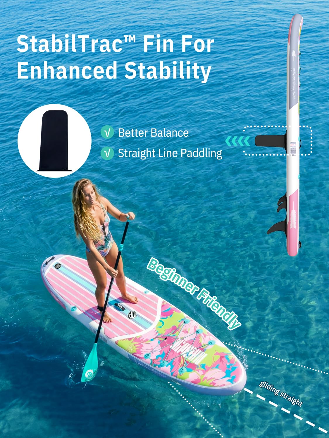 Niphean Inflatable Stand Up Paddle Board with SUP Accessories, Anti-Slip EVA Deck, 10’6’’ Inflatable Paddle Boards for Adults & Youth of All Skill Levels