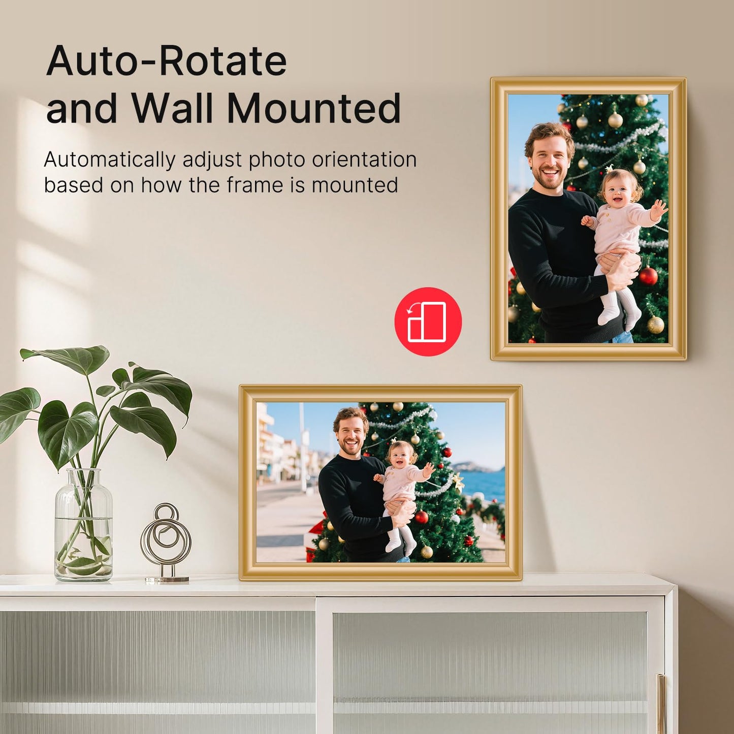 Frameo 10.1 Inch WiFi Digital Picture Frame, Smart Cloud Electronic Photo Frame with HD IPS Touch Screen Slideshow 32GB Memory Auto-Rotate Wall Mount, Share Photos/Videos from Phone - Gifts for Mom