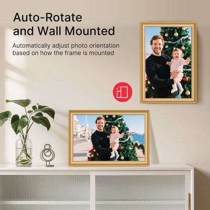 Frameo 10.1 Inch WiFi Digital Picture Frame, Smart Cloud Electronic Photo Frame with HD IPS Touch Screen Slideshow 32GB Memory Auto-Rotate Wall Mount, Share Photos/Videos from Phone - Gifts for Mom