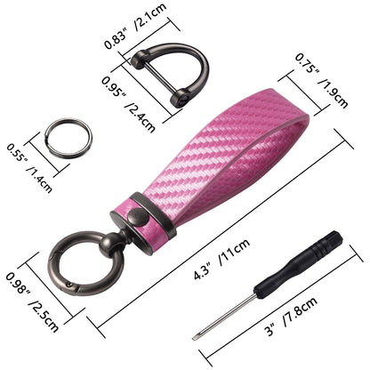 DEKEWEI Carbon Fiber Style Auto-Schlüsselanhänger aus Mikrofaser-Leder, universelle Schlüsselanhänger für Schlüssel-Fobs für Männer und Frauen, 360 Grad drehbar mit Anti-Verlust-D-Ring (Schwarz)