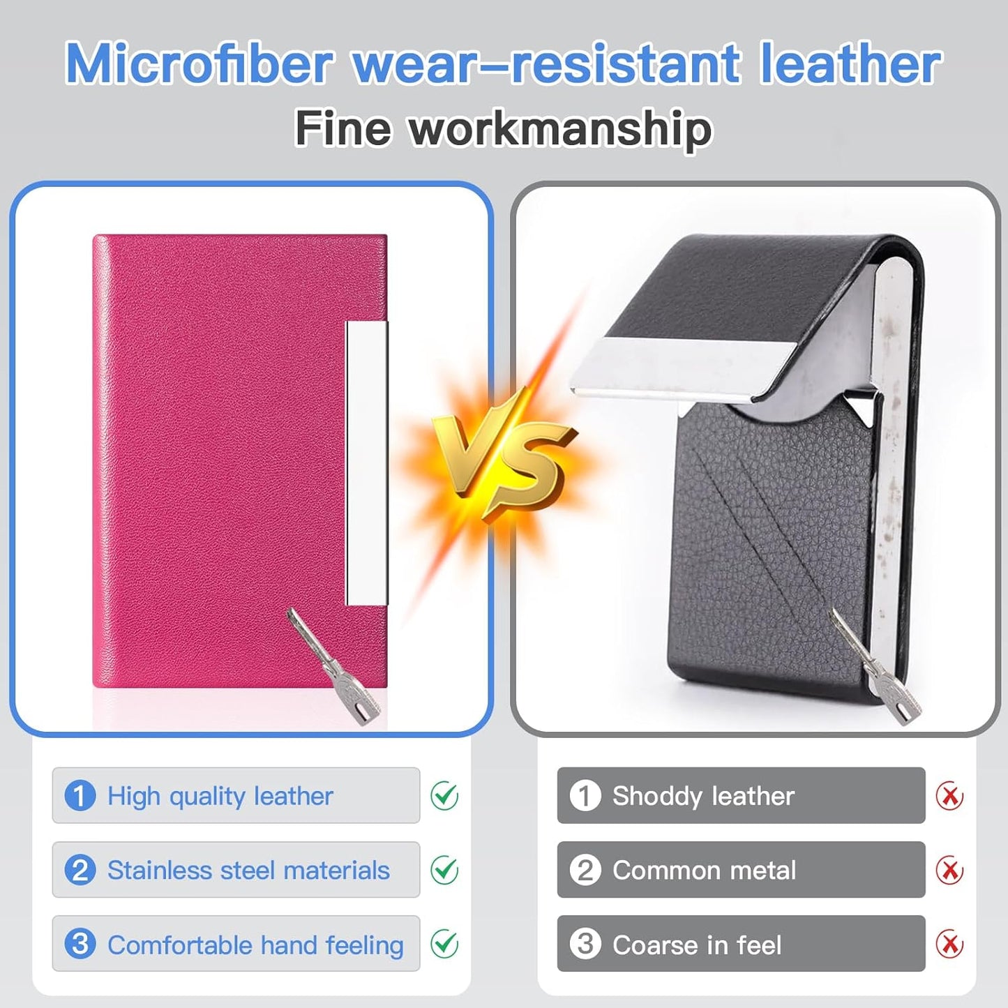 Visitenkartenhalter, Visitenkartenetui Luxuriöses PU-Leder & Edelstahl Multi Kartenetui, Visitenkartenhalter Brieftasche Kreditkarten ID Etui/Halter für Männer & Frauen… (Schwarz)