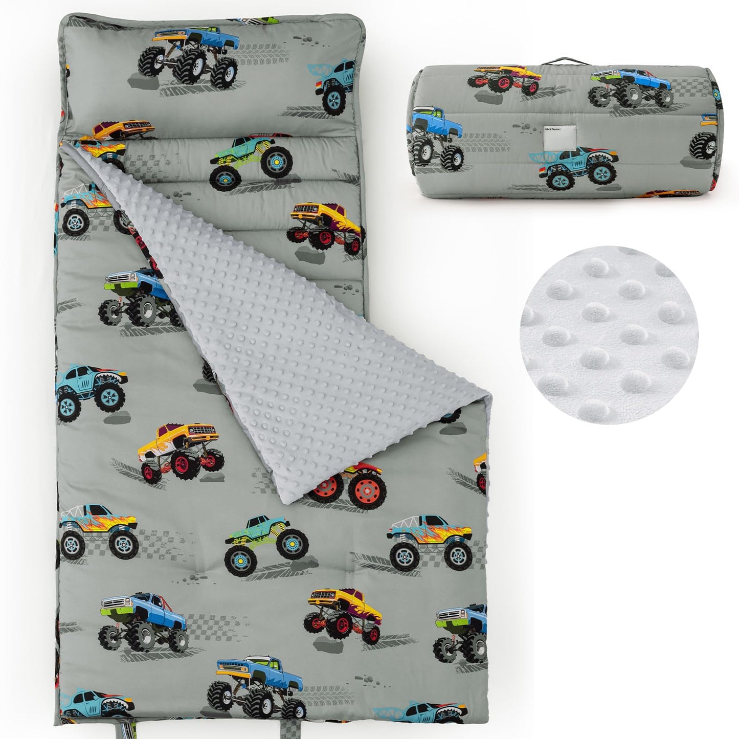 PHF Toddler Nap Mat with Removable Pillow and Minky Blanket, Rollup Design Kids Sleeping Mat, Slumber Bags for Boys, 55"x23" Toddler Sleeping Bag for Daycare Preschool Travel Camping, Space