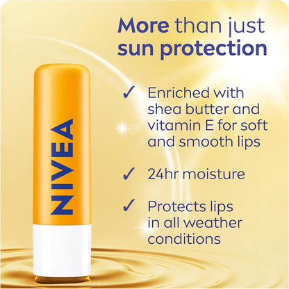 NIVEA Sun Lippenbalsam mit LSF 30 (2x4,8g) | Schützt vor Sonnenbrand, 24H Feuchtigkeit