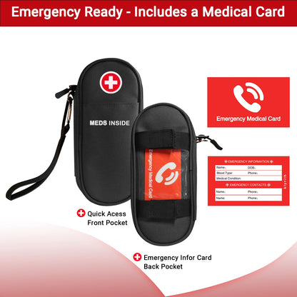 EpiPen Carry Case Insulated, Travel Medical Bag with YKK Zipper, Hold 2 Epi Pens or Auvi-Q, Anti-Histamine, Asthma Inhaler, Allergy Medicines, Emergency Medication Organizer Pouch, Red