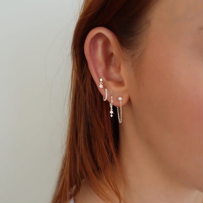 Gold Earrings For Women, Dainty Huggie Earrings Stack 14K Gold Plated Pearl Dangle Earrings for Women Trendy Cute Hypoallergenic Unique Gold Earring Stack Fashion Gold Jewelry Gifts