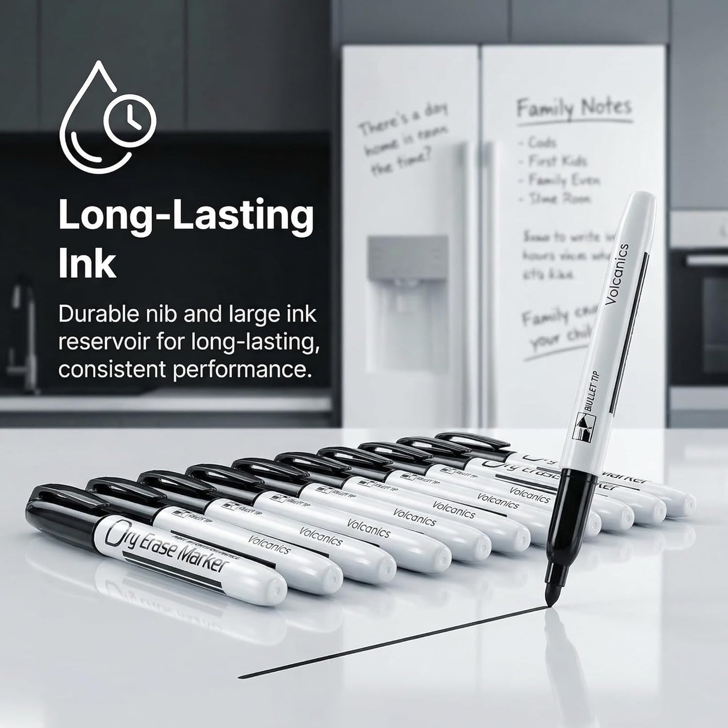 Dry Erase Markers Low Odor Fine Whiteboard Markers Thin Box of 12，10 Colors