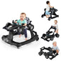 BABY JOY 4-in-1 Baby Walker, Foldable Activity Walker with Adjustable Height & Speed, Music, Lights, Anti-Rollover, Toddler Push Walker, Baby Walker with Wheels for Boys Girls 6-18 Months (Pink)