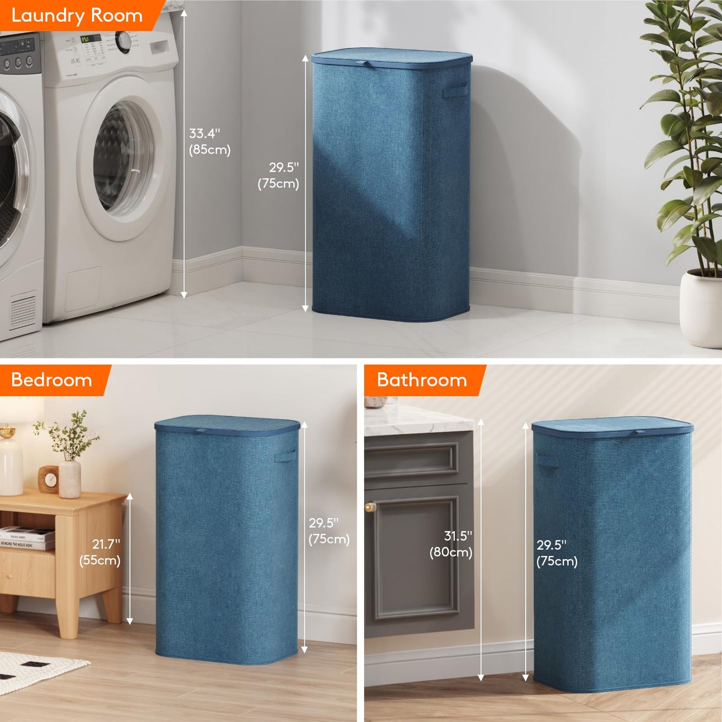 Lifewit 105L Large Laundry Basket with Lid, Laundry Hamper with Plastic Handles and Removable Bag, Foldable Tall Dirty Clothes Hampers for Laundry for Laundry Room, Bedroom, Bathroom, Dorm, Beige